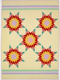 Mary Youngman (Sioux) sewed for the Levi Strauss Company during World War II. Here five-star pattern in Indian Five Star (1968-1975) became her signature design. This is the way these colors speak to me. In describing her work as a quilter at the end of her life, she said, Now, my eyesight is almost gone. I am sad not to be able to quilt anymore. 